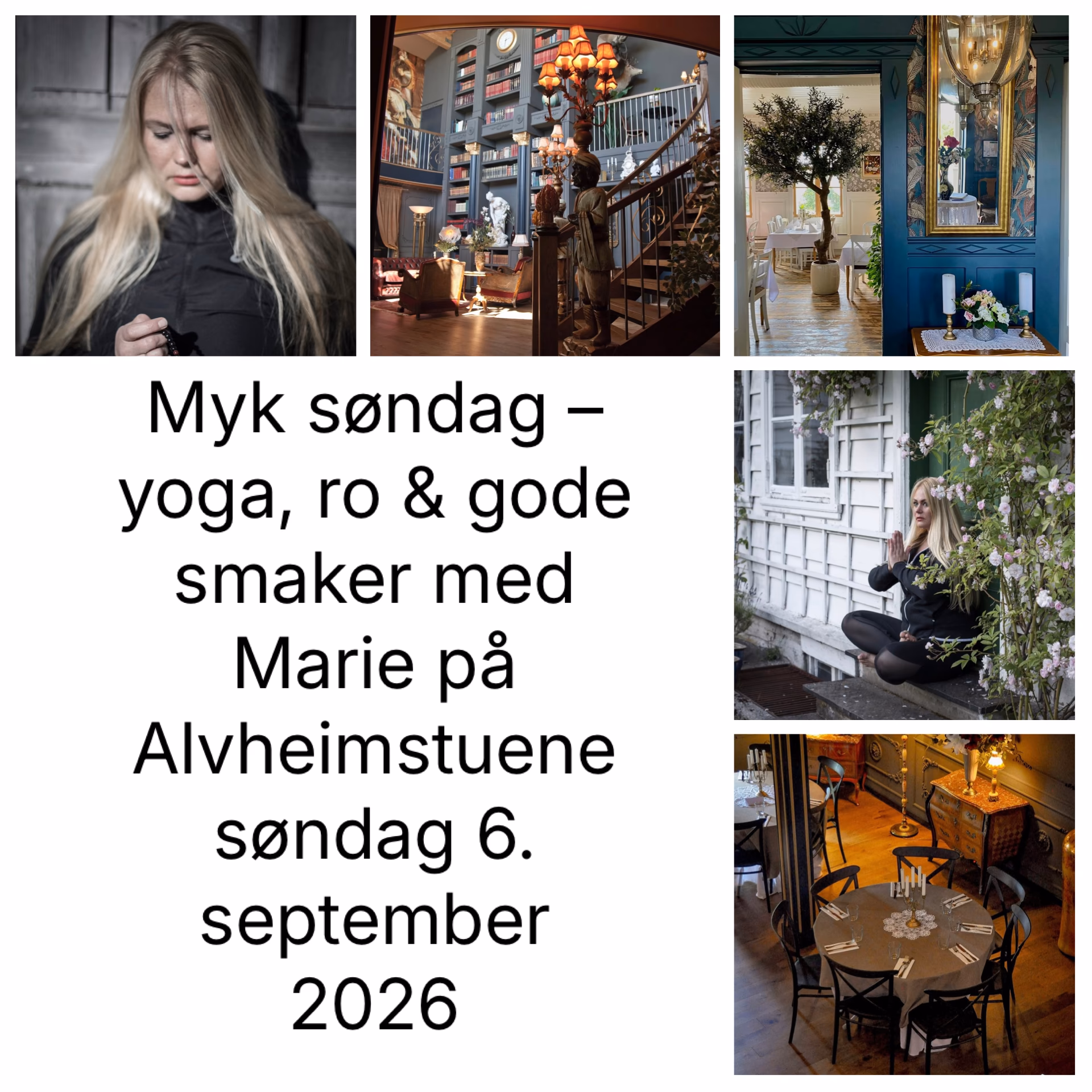 Myk søndag – yoga, ro & gode smaker med Marie på Alvheimstuene 6. september 2026